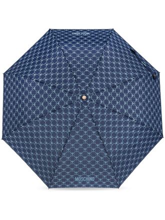 Moschino Paraplu met monogram-print - Blauw