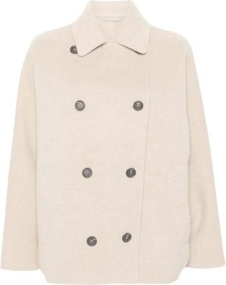Brunello Cucinelli Giacca doppiopetto - - Coats - Donna - Beige - M