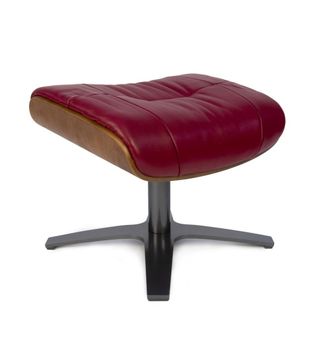 MyNewDesign Puf de piel rojo y roble natural