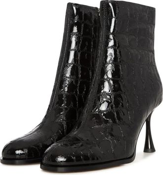 Cesare Gaspari Zwarte stiletto enkellaars - Dames - Laarzen met Hak - Zwart - 39 EU - Leer - Schoenen