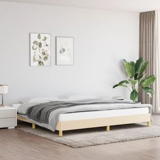 vidaXL Cama Sin Colch&oacute;n Tela Color Crema 200x200 Cm Vidaxl