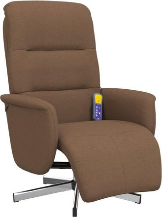 vidaXL Vidaxl - Sillón reclinable de masaje con reposapiés tela marrón