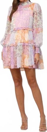 Fate Larkin Long Sleeve Dress In Multi