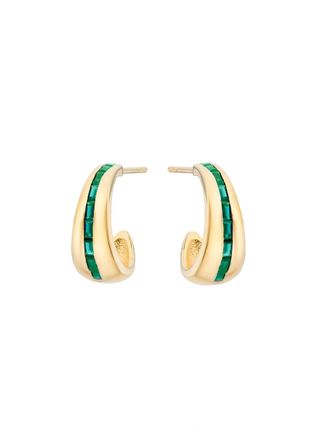 V by Laura Vann V BY Laura Vann Bea 14kt Gold Vermeil Earrings - Green - One Size