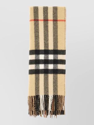 Burberry cashmere scarf checked pattern fringe detail