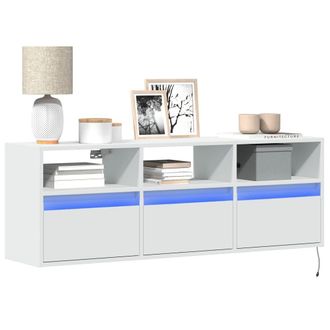 Berkfield Home TV Wall Cabinet with LED Lights White 130x31x45 cm | Size: 130 x 31 x 45 cm