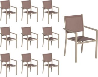 Happy Garden Happy Garden - Lote De 10 Sillas De Aluminio Color Topo Textileno Topo