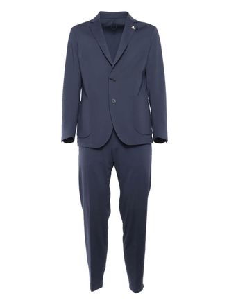 Tombolini single-breasted drawstring suit - men - Polyamide/Elastane - 58 - Blue
