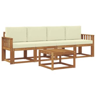 vidaXL Conjunto De Sof&aacute;s De Exterior Con Coj&iacute;n 5 Pcs Natural Y Crema Vidaxl