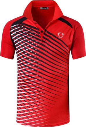Jeansian Golf Polo Shirt for Men Short Sleeve Dry Athletic Tennis Bowling T-Shirt Tshirt Tee Shirt LSL195, Lsl243_red, Large