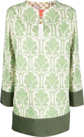 La DoubleJ graphic print mini dress - women - Cotton/Elastane - M - Green