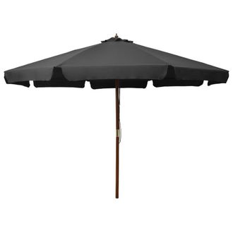 Berkfield Home Outdoor Parasol with Wooden Pole 330 cm Anthracite in Black
