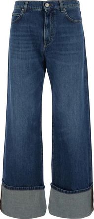Pinko Wanda Omvouwbare Wijde Jeans - Dames - Loose Fit Jeans - Blauw - W30 - Denim - Jeans