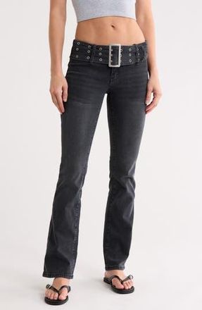 Madden Girl Belted Bootcut Jeans in Washed Black at Nordstrom Rack, Size 11