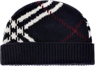 Burberry Cashmere Beanie - Dames - Accessoires - Blauw - Maat: ONE Size Kasjmier