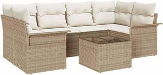 vidaXL Vidaxl - Conjunto De Sof&aacute; De Jard&iacute;n 7 Pcs Beige, Crema 55 X 55 X 37 Cm