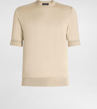 Dolce & Gabbana Silk Crewneck Pullover - Man Sweaters And Cardigans Beige 44