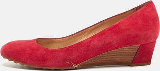Tod's Tods Pink Suede Wedge Pumps
