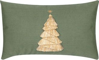 Elaine Smith Fraser Fir Handmade Applique Woven Accent Holiday Pillow in Fern at Nordstrom, Size 12X20