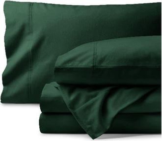 Bare Home 100% Organic Cotton Flannel Sheet Set in Forest Green at Nordstrom, Size Twin Xl