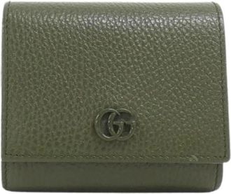 Gucci Pre-owned GG Marmont Leder Portemonnee - Dames - Vintage Accessoires - Groen - ONE Size - Leer - Vintage