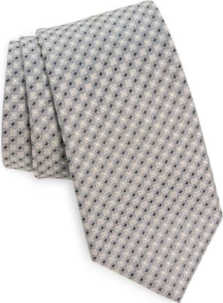 Canali Neat Silk Tie in Light Grey at Nordstrom