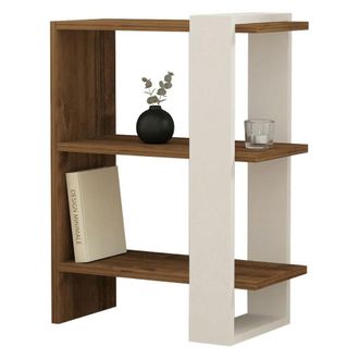 Dmora Biblioteca Netro, 3 Estantes, Instalaci&oacute;n Libre, Estructura Color Nogal, 52x25x70h Cm Blanco