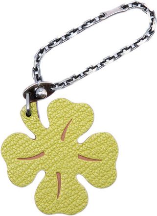 Herm&egrave;s Pre-owned Hermes Sterling Silver and Chevre Lucky Four Leaf Clover Bag Charm Ladies P4O32L2L1AWN9VND