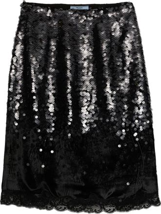 Prada Rok verfraaid met pailletten - Zwart