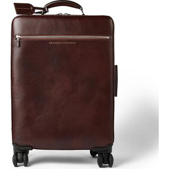 Brunello Cucinelli Burnished calfskin suitcase in Burgundy at Nordstrom