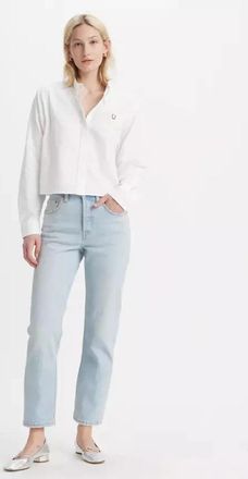 Levi's 501 Jeans Womens Blue Denim Light Wash Button Fly Cropped POSH262
