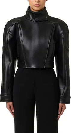 Naked Wardrobe Faux Leather Moto Jacket in Black at Nordstrom, Size X-Large