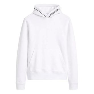 Michael Kors Hoodies, male, White, Size: S Logo Trim Cotton Blend Hoodie