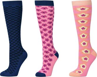 Dublin 3 Pack Socks, Navy Geo Floral, Adults One Size