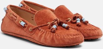Farm Rio Beaded suede boat shoes