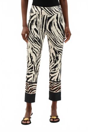 Joseph Ribkoff Printed Pull-On Straight Cropped Pants In Beige/multi