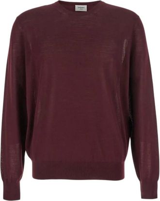 Saint Laurent Round-neck Knitwear, male, Brown, Size: XL Pull Col Rond Laine Fine MIL 6040