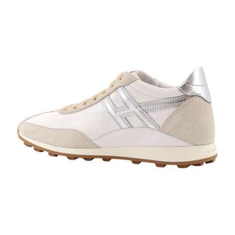 Hogan Sneakers, female, Beige, Size: 7 1/2 US Nylon And Suede Sneakers