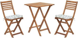 Beliani Conjunto Bistr&oacute; De Jard&iacute;n De Madera De Acacia 3 Piezas Con Cojines Verde Menta Plegable Dise&ntilde;o Moderno Fiji