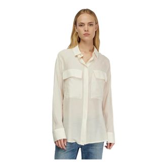 Semicouture Shirts, female, White, Size: 2XS Wool and Silk Muslin Shirt