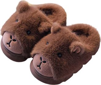 Generic Kids Slippers Winter Warm Fleece Lined Capybara Slippers Cozy Home Footwear Non Slip Sole Soft Plush Comfort Fit for Age 2 To 10 Years