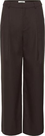 Gestuz Wijde broek met voorplooien - Dames - Straight fit broeken - Bruin - 2XS - Broeken
