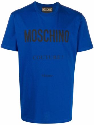 Moschino logo-print T-shirt - men - Organic Cotton - 42 - Blue