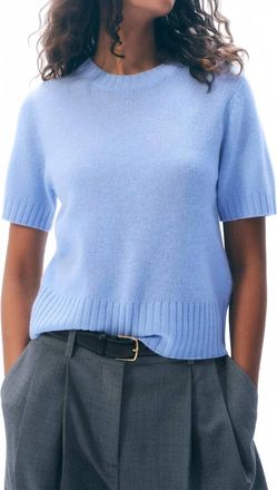 White + Warren Featherweight Cashmere T Shirt In Blue Vapor