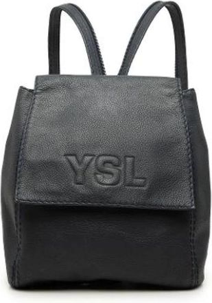 Saint Laurent Pre-owned Leather Backpack - Dames - Vintage Rugzakken - Blauw - ONE Size - Leer - Vintage