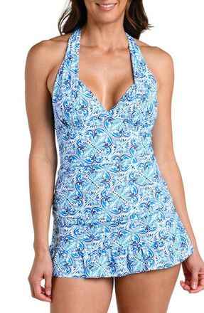 La Blanca Costa Azul Halter Tankini Top in Blue at Nordstrom, Size 10