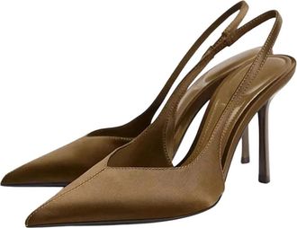 Generic Womens Fashion Back Strap High Heel Pumps Sexy Pointed Toe Banquet Party Dress Shoes Brown