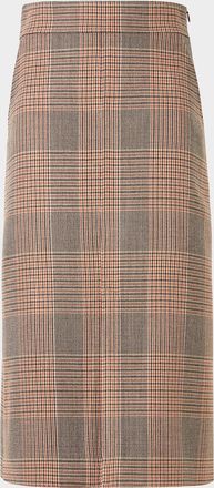 Akris Check Wool A-Line Midi Skirt