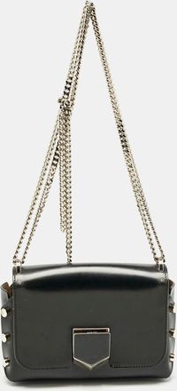 Jimmy Choo London Black Leather Lockett City Shoulder Bag