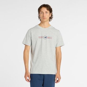 New Balance Uomo Logo Belt T-Shirt in Grigio, Cotone, Taglia M